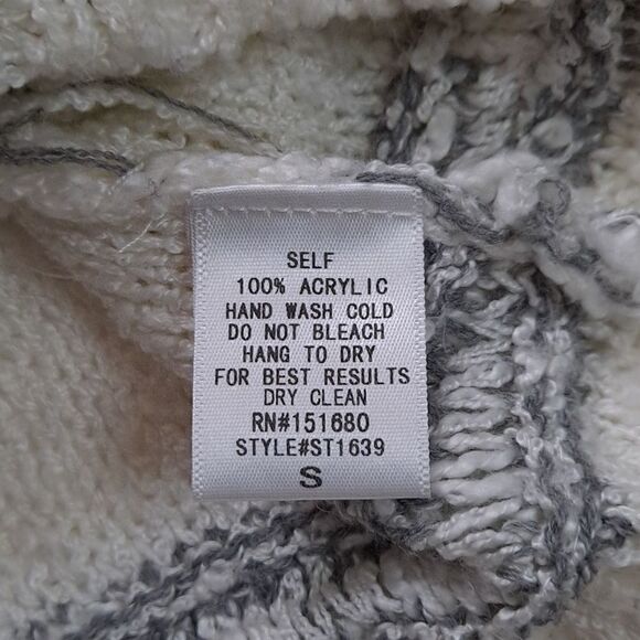 Storia Loose Knit Sweater Gray White Striped Small - Picture 9 of 10